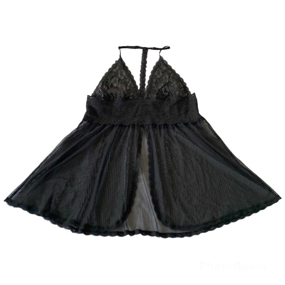 Victoria's Secret Other - Victoria's Secret Black Open Front Sheer Lace Mesh Sexy Lingerie Top Size Large